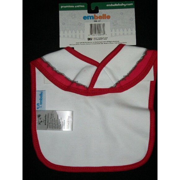 Embelle Baby Santa Bib Premium Cotton Christmas Print Red & White - Picture 3 of 4